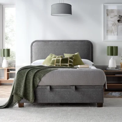 Happy Beds Clifton - King Size - Ottoman Storage Bed - Dark Grey - Velvet - 5ft