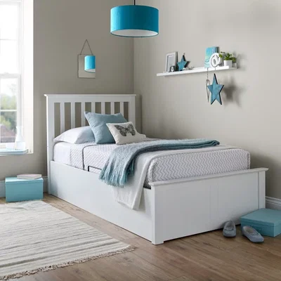Happy Beds Francis - Single - Ottoman Bed - White - Wood - 3ft - Happy Beds