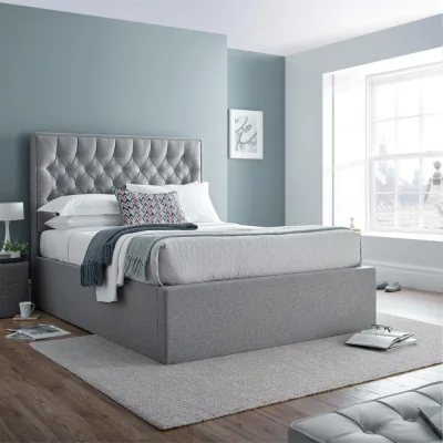 Happy Beds Wilson - King Size - Ottoman Bed - Grey - Fabric - 5ft - Happy Beds