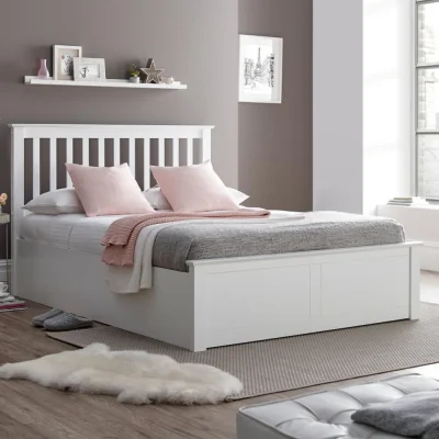 Happy Beds Malmo - Small Double - Ottoman Bed - White - Wood - 4ft -Happy Beds