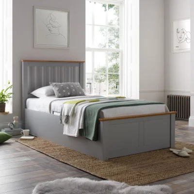 Happy Beds Francis - Single - Ottoman Bed - Grey - Wood - 3ft - Happy Beds