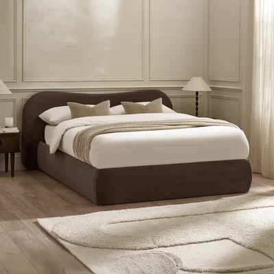 Happy Beds Mallow - Double - Ottoman Storage Bed - Chocolate Brown - Fabric- 4ft6