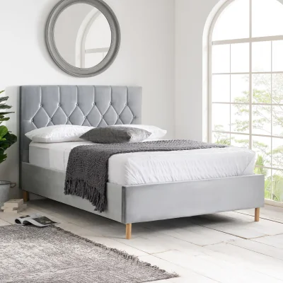 Happy Beds Loxley - Small Double - Ottoman Bed - Grey - Velvet - 4ft - Happy Beds