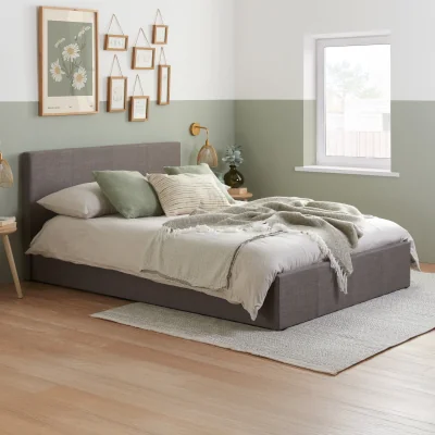 Happy Beds Berlin - Single - Mid Grey Fabric Ottoman Storage Bed Frame - Single - Happy Beds