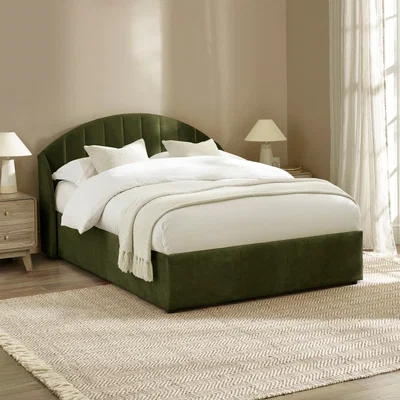 Happy Beds Sadie - King-Size - Ottoman Storage Bed - Olive Green - Velvet - 5ft