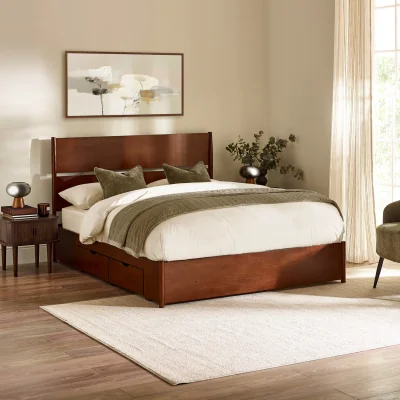 Happy Beds Kavin - Super King-Size - 4 Drawer Storage Bed - Walnut - Wooden - 6ft
