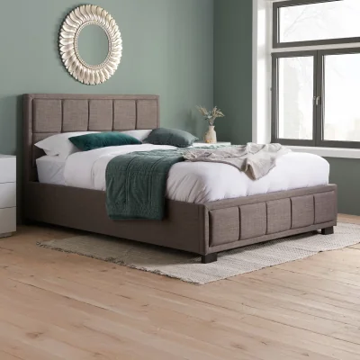 Happy Beds Hannover - King Size - Ottoman Storage Bed - Grey - Fabric - 5ft - Happy Beds