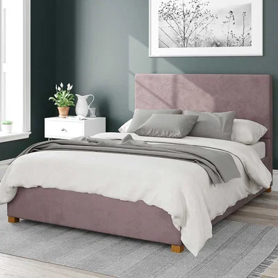 La Redoute Garland Velvet Storage Ottoman Bed with Plain Upholstered Headboard