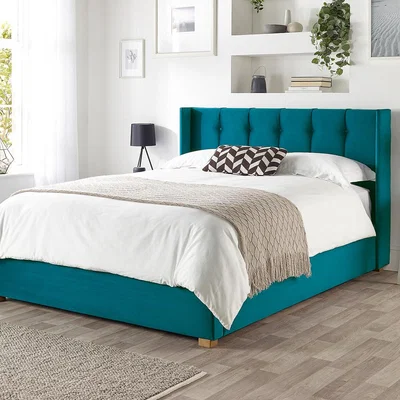 La Redoute Utopia Velvet Ottoman Storage Bed with Upholstered Winged Headboard