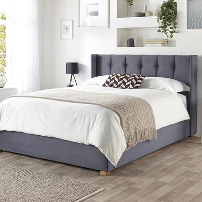 La Redoute Utopia Velvet Ottoman Storage Bed with Upholstered Winged Headboard