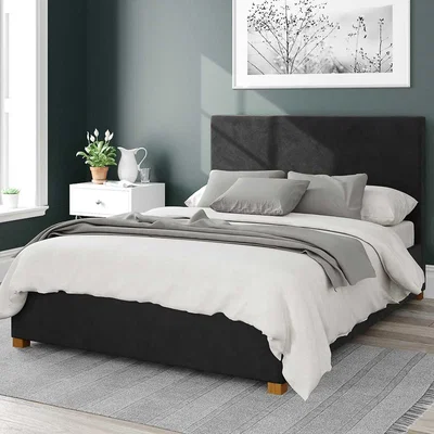La Redoute Garland Velvet Storage Ottoman Bed with Plain Upholstered Headboard