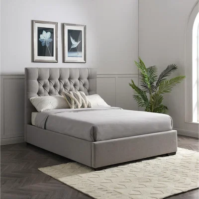 La Redoute Esme Buttoned Wool Upholstered Multi-Lift Ottoman Storage Bed
