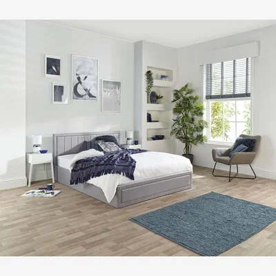 La Redoute Castleton Linen Quilted Headboard Ottoman Bed