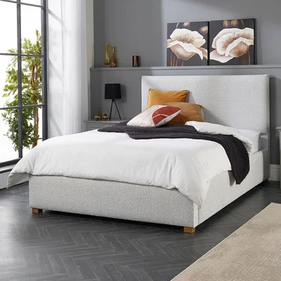 La Redoute Teddy Bouclé Ottoman Storage Bed with Plain Upholstered Headboard
