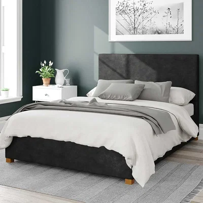 La Redoute Garland Linen Storage Ottoman Bed with Plain Upholstered Headboard