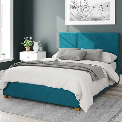 La Redoute Garland Velvet Storage Ottoman Bed with Plain Upholstered Headboard