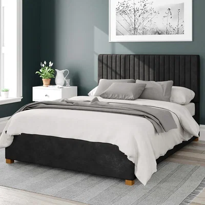 La Redoute Grant Linen Storage Ottoman Bed With Vertical Upholstered Headboard