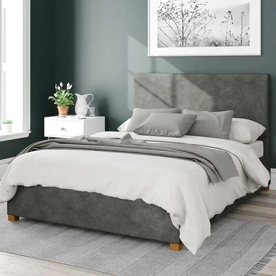 La Redoute Garland Linen Storage Ottoman Bed with Plain Upholstered Headboard