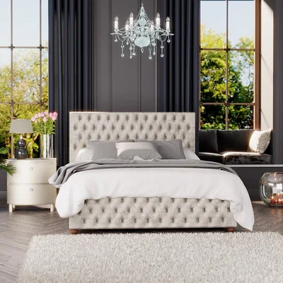 La Redoute Seren Velvet Luxury Chesterfield Ottoman Storage Bed