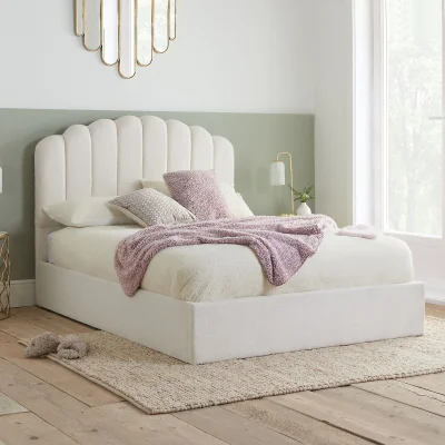 La Redoute Marcelline Teddy Boucle Ottoman Bed with Scalloped Headboard