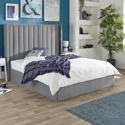 La Redoute Helix Maxi Winged Velvet Ottoman Storage Bed