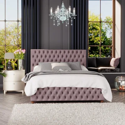 La Redoute Seren Velvet Luxury Chesterfield Ottoman Storage Bed