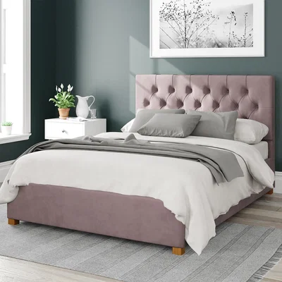 La Redoute Olivier Plush Velvet Storage Ottoman Bed with Button Tufted Upholstered Headboard