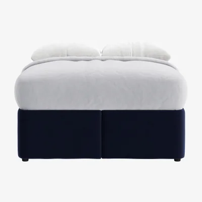 Loaf Bottoms Up Ottoman Bed, Double (Pen Nib Blue Clever Velvet)