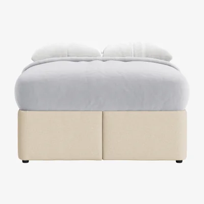 Loaf Bottoms Up Ottoman Bed, Double (Sandy Shoe Clever Slubby Linen)