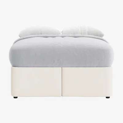 Loaf Bottoms Up Ottoman Bed, King (Frothy Milk Clever Slubby Cotton)