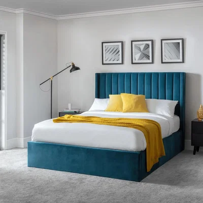 Downtown Julian Bowen Langham Scalloped Headboard Storage Bed - Teal - 135cm Double