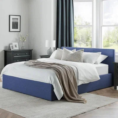Downtown Julian Bowen Rialto Lift Up Storage Bed - Dark Blue Linen - 135cm Double In DarkBlueLinen