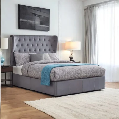 OAT Home Warford Upholstered Ottoman Storage Bed, Grey / King 5ft - 150x200cm