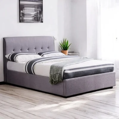 OAT Home Nantwich Upholstered Ottoman Storage Bed, Grey / King 5ft - 150x200cm