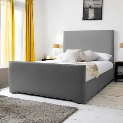 OAT Home Harlech Upholstered Bed Frame, Light Grey Linen / Single 3ft - 90x190cm / End Lift Ottoman