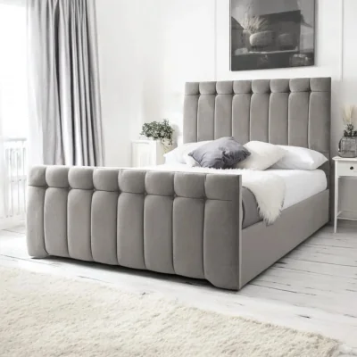 OAT Home Tenby Upholstered Bed Frame, Dark Silver Velvet / Super King 6ft - 180x200cm / End Lift Ottoman