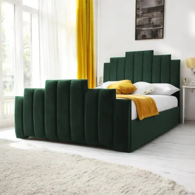 OAT Home Penarth Upholstered Bed Frame, Forest Green Velvet / Super King 6ft - 180x200cm / End Lift Ottoman
