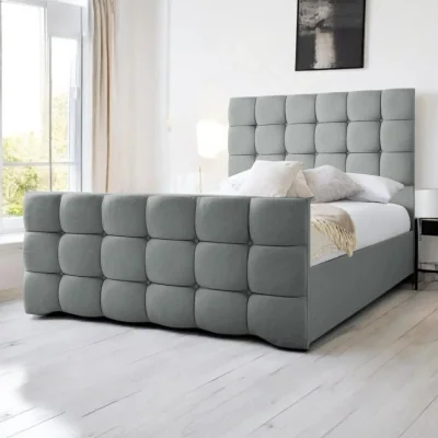 OAT Home Narberth Upholstered Bed Frame, Light Grey Linen / King 5ft - 150x200cm / End Lift Ottoman