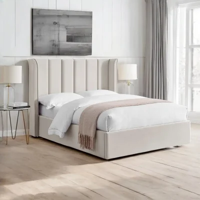 OAT Home Audlem Upholstered Ottoman Storage Bed Frame, Natural / King 5ft - 150x200cm