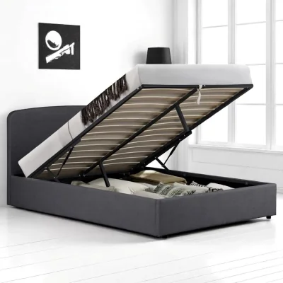 OAT Home Delamere Upholstered Ottoman Storage Bed, Charcoal / Double 4ft6 - 135x190cm