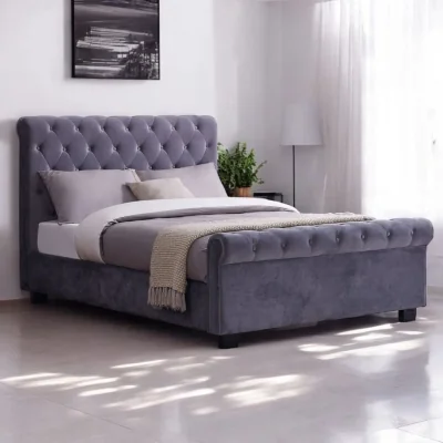 OAT Home Haslington Upholstered Ottoman Storage Bed, Grey / King 5ft - 150x200cm