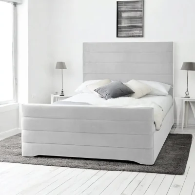 OAT Home Pembroke Upholstered Bed Frame, Light Silver Velvet / Single 3ft - 90x190cm / End Lift Ottoman