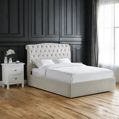 OAT Home Gawsworth Upholstered Ottoman Storage Bed Frame, Natural / Single 3ft - 90x190cm