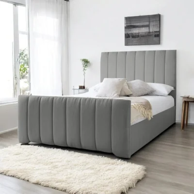 OAT Home Bala Upholstered Bed Frame, Dark Silver Velvet / King 5ft - 150x200cm / End Lift Ottoman