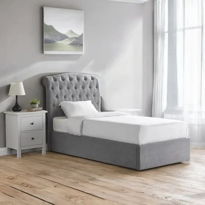 OAT Home Gawsworth Upholstered Ottoman Storage Bed Frame, Light Grey / Double 4ft6 - 135x190cm