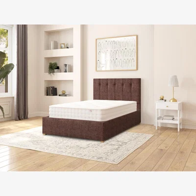 The Range Hepburn Fabric Ottoman Storage Bed, Yorkshire Knit Fabric - Chocolate / Small Double