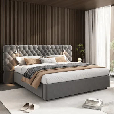 The Range NECHE hydraulic storage bed with reading light - Grey