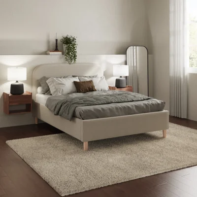 The Range Florence Boucle Ottoman Storage Bed - Natural Stone / Double