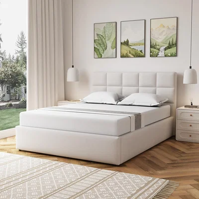 The Range Richwood Fabric 150cm King Ottoman Bed Frame - Beige - Beige
