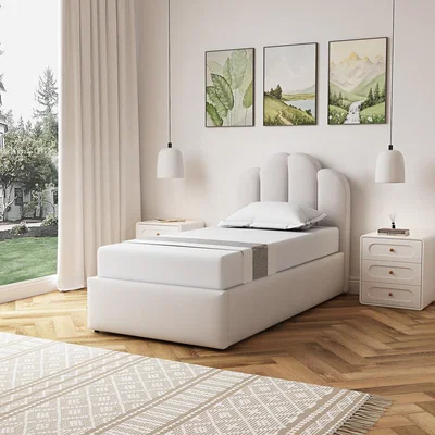 The Range Ranson Fabric 90cm Single Ottoman Bed Frame - Beige - Beige